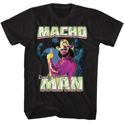 Macho Man Three Photos Collage Adult Short-Sleeve T-Shirt