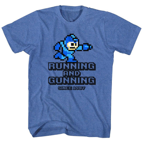 Mega Man Running And Gunning Adult Short-Sleeve T-Shirt