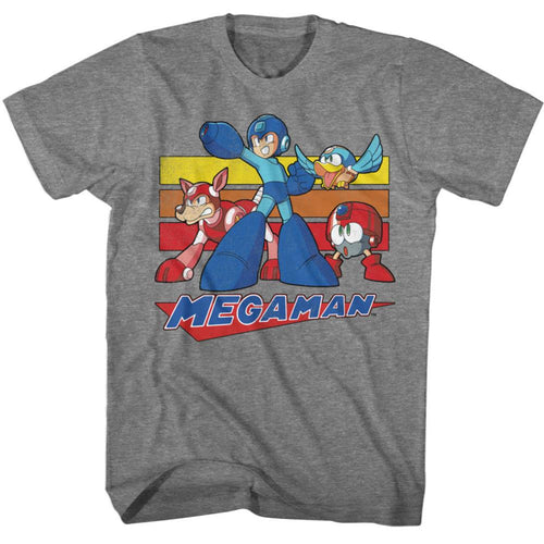 Mega Man Multi Color Rectangles Adult Short-Sleeve T-Shirt