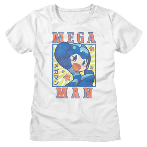 Mega Man Square And Stars Ladies Short-Sleeve T-Shirt