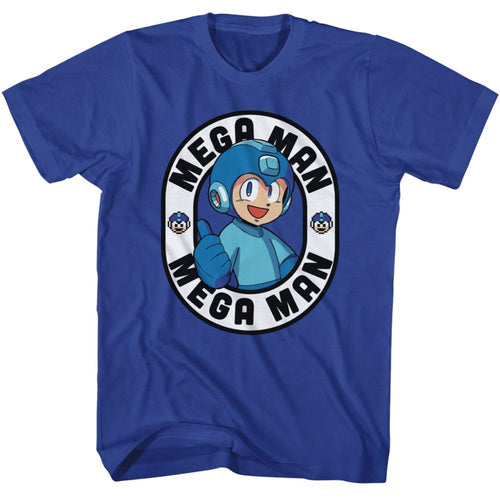 Mega Man Thumbs Up Oval Adult Short-Sleeve T-Shirt