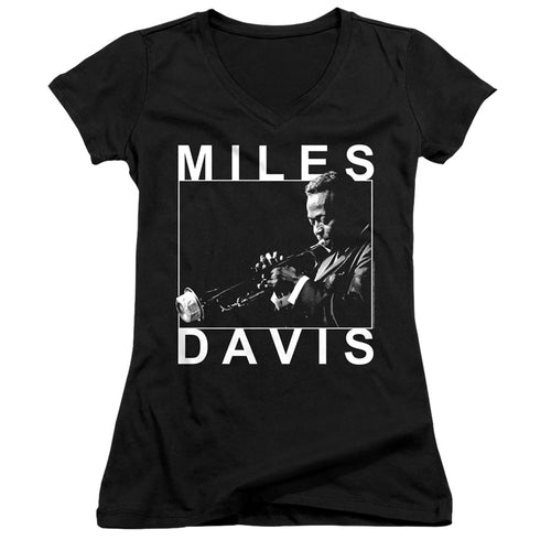 Miles Davis Monochrome Junior's 30/1 Cotton Cap-Sleeve V-Neck T