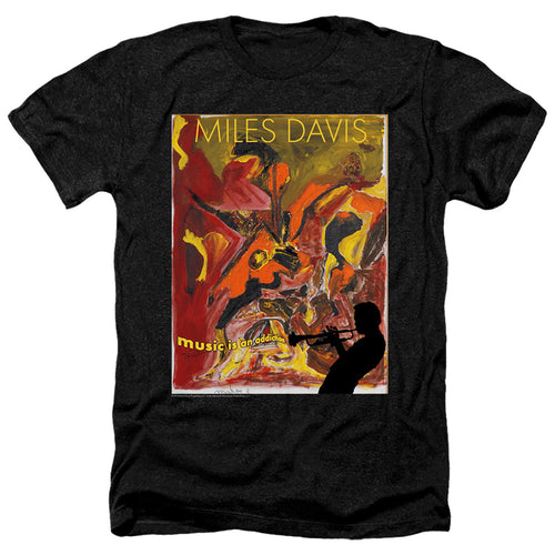 Miles Davis Music Is An Addiction Men's 30/1 Heather 60 40 Poly SS T