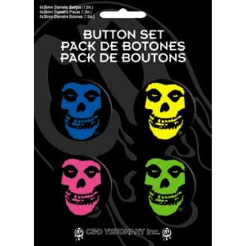 Misfits Neon Skulls Assorted 4 Button Set