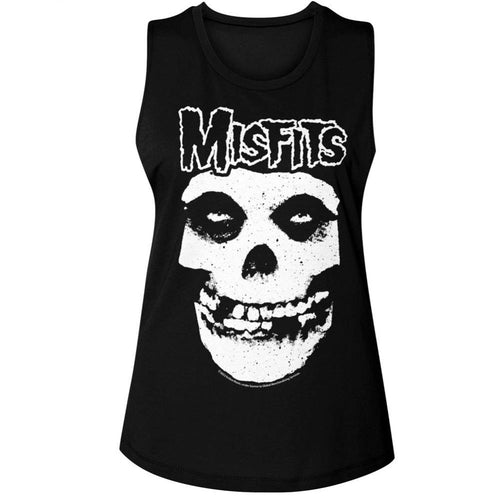 Misfits Logo Outline Skull Ladies Muscle Tank T-Shirt