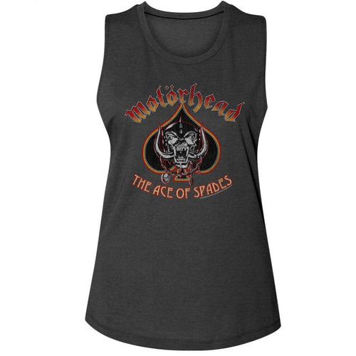 Motorhead Snaggletooth And Spade Ladies Muscle Tank T-Shirt