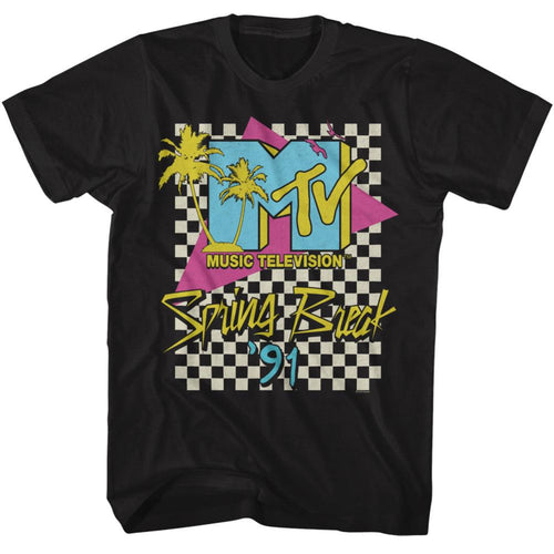MTV Spring Break 91 Checkered Bg Adult Short-Sleeve T-Shirt