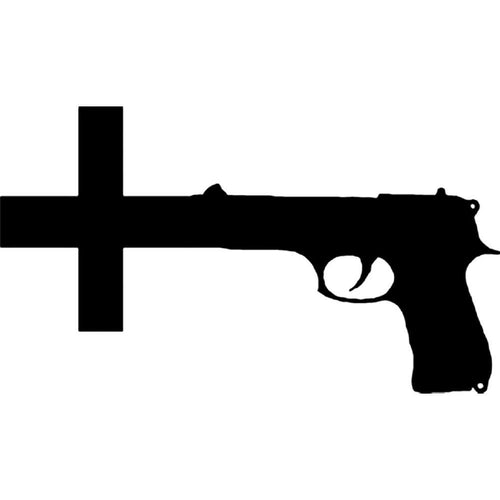 Nine Inch Nails Gun Cross Rub-On Sticker - Black