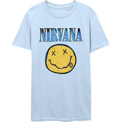 Nirvana Xerox Smiley Blue Unisex T-Shirt - Special Order