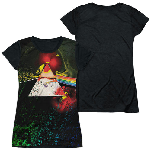 Pink Floyd Special Order Dark Side Of The Moon Junior's Black Back 100% Polyester Cap-Sleeve T-Shirt