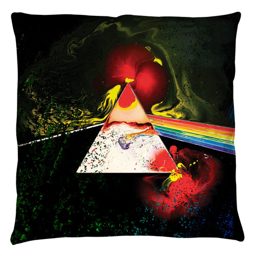 Pink Floyd Dark Side Of The Moon Throw Pillow - Spun Polyester Light Weight Cotton - Canvas Look and Feel - Blown and Closed - 2-sided