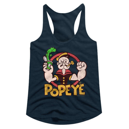 Popeye Special Order Spinach Ladies Slimfit Racerback Tank T-Shirt