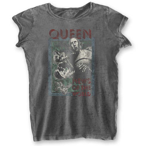 Queen News of the World Ladies Burn Out T-Shirt