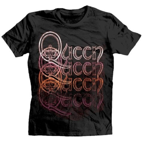 Queen - Queen Repeat Logo Black Short-Sleeve T-Shirt