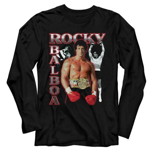 Rocky Three Photo Collage Adult Long-Sleeve T-Shirt