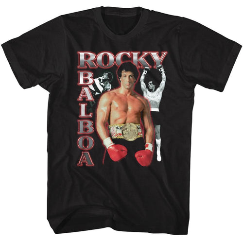 Rocky Three Photos Collage Adult Short-Sleeve T-Shirt