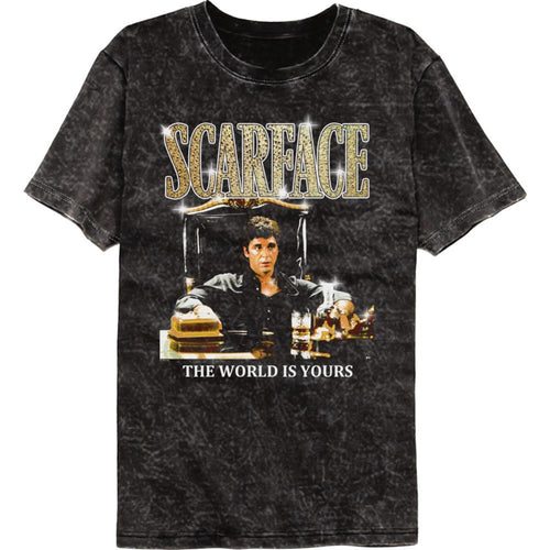 Scarface Gold Logo Adult Short-Sleeve Mineral Wash T-Shirt