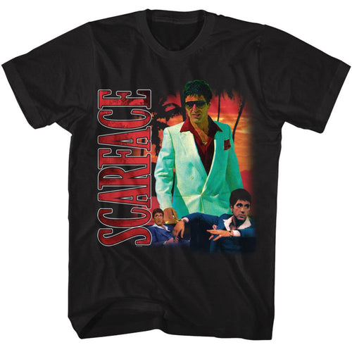 Scarface Collage With Palm Tree Bg Adult Short-Sleeve T-Shirt