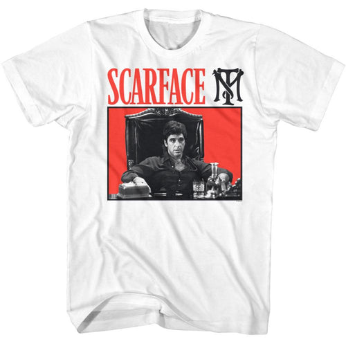 Scarface Red Bg Adult Short-Sleeve T-Shirt