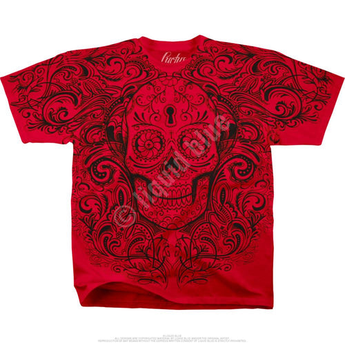 Skulls Calavera Keyhole Red T-Shirt