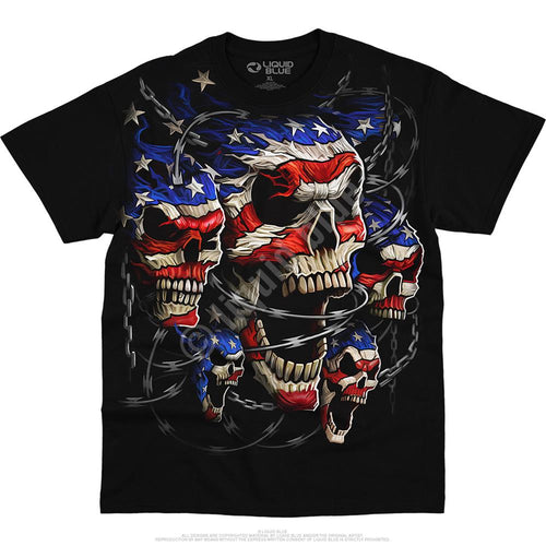 Skulls Patriotic Skulls Black T-Shirt