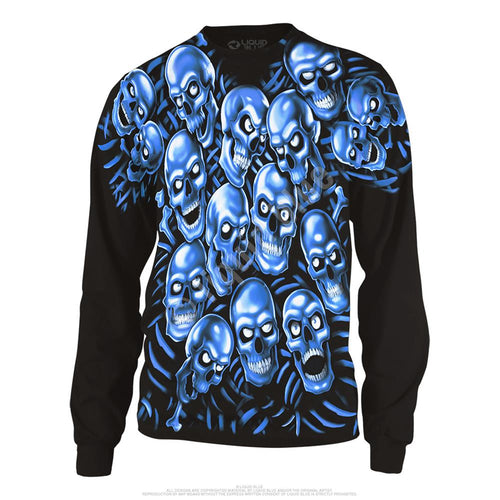 Skulls Skull Pile Blue Black Long Sleeve T-Shirt