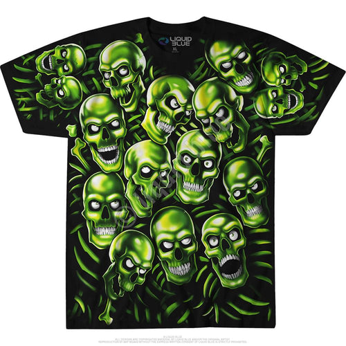 Skulls Skull Pile Green Black T-Shirt