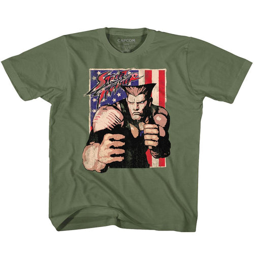 Street Fighter Guile With Flag Toddler Short-Sleeve T-Shirt