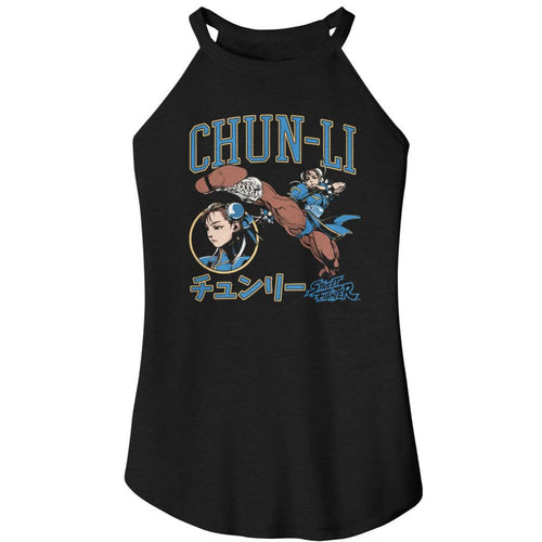 Street Fighter Chun Li Varsity Ladies Sleeveless Rocker Tank T-Shirt