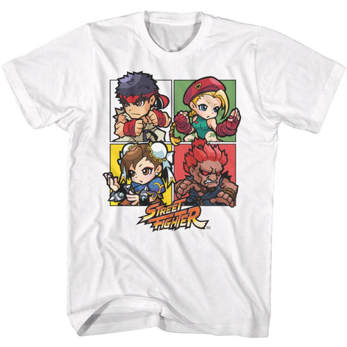 Street Fighter Special Order Four Chibi Squares Adult Short-Sleeve T-Shirt