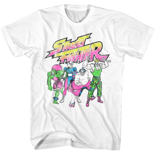 Street Fighter Special Order Street Fighter Sf 2 Neon Fighters Adult Short-Sleeve T-Shirt