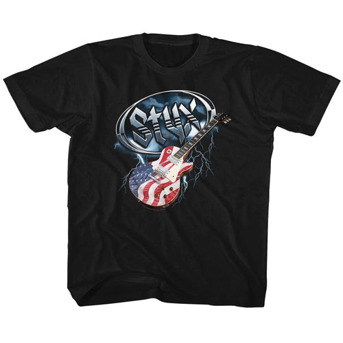 Styx Flag Guitar Toddler Short-Sleeve T-Shirt