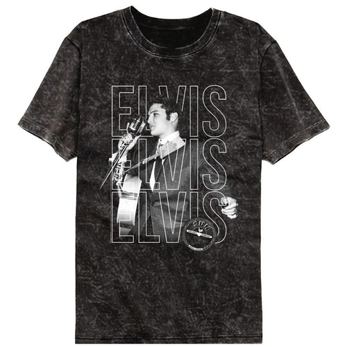 Sun Records Elvis Repeat Adult Short-Sleeve Mineral Wash T-Shirt