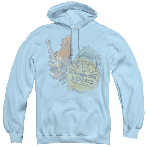 Sun Records Rockin Rooster Light Blue Men's Pull-Over 75 25 Poly Hoodie
