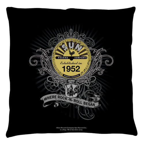 Sun Records Rockin Scrolls Throw Pillow - Spun Polyester Light Weight Cotton - Canvas Look and Feel - Blown and Closed - 2-sided