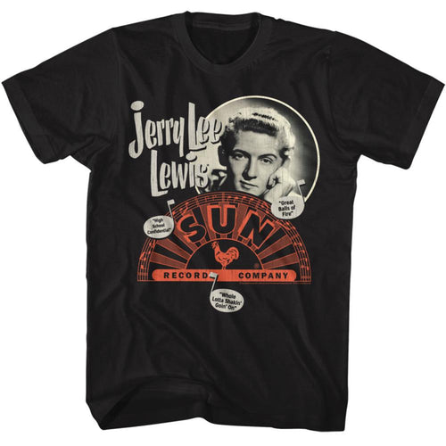 Sun Records Jerry Lee Lewis Music Note Song Titles Adult Short-Sleeve T-Shirt
