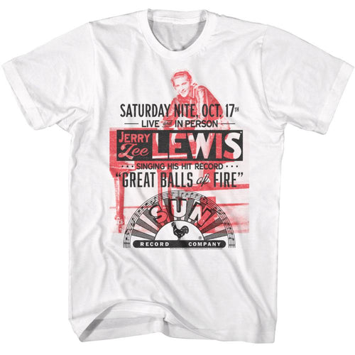 Sun Records Jerry Lee Lewis Oct 17 Great Balls Of Fire Adult Short-Sleeve T-Shirt