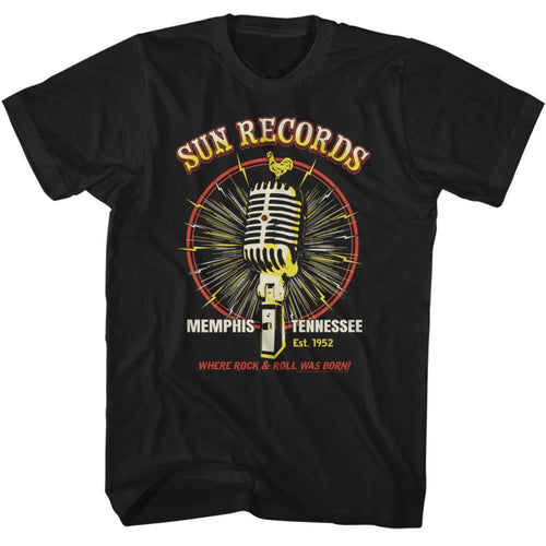 Sun Records Microphone Burst Adult Short-Sleeve T-Shirt