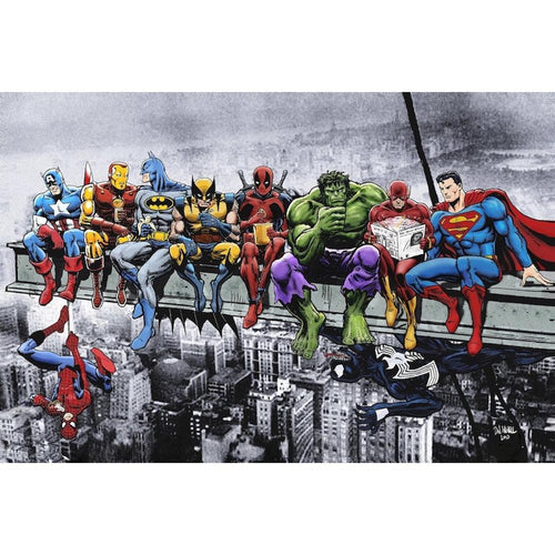 Superheroes Lunch on a Skyscraper Poster - 36 In x 24 In