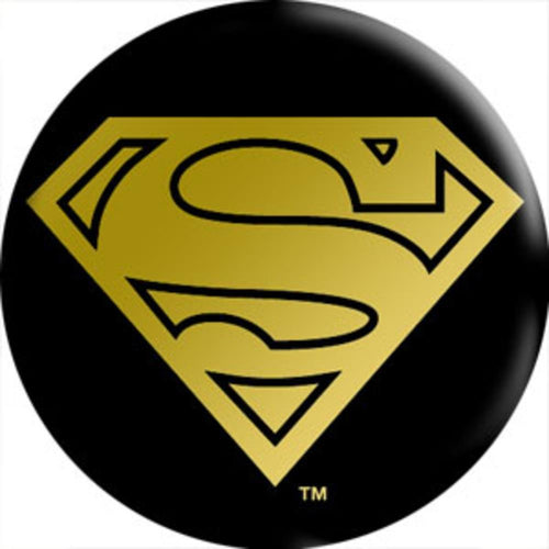 Superman Logo On Black Gold Foil Button