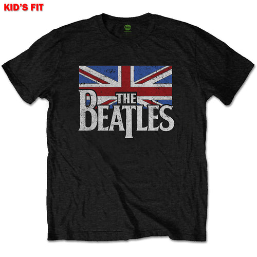 The Beatles Dop T Logo & Vintage Flag Kids T-Shirt