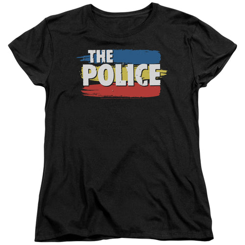 The Police Three Stripes Logo Women's 18/1 100% Cotton Short-Sleeve T-Shirt