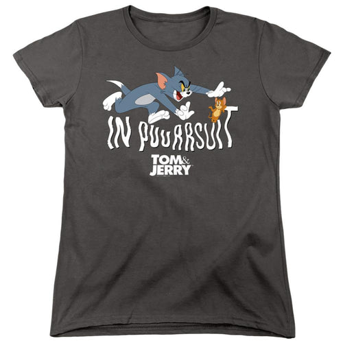 Tom And Jerry In Pursuit Women's 18/1 Cotton Short-Sleeve T-Shirt