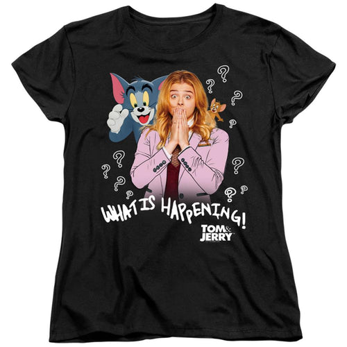Tom And Jerry What Is Happening Women's 18/1 Cotton Short-Sleeve T-Shirt