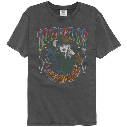 Tom Petty With Wings Adult Short-Sleeve Washed Black T-Shirt