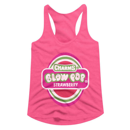 Tootsie Roll Strawberry Blow Pop Ladies Slimfit Racerback T-Shirt