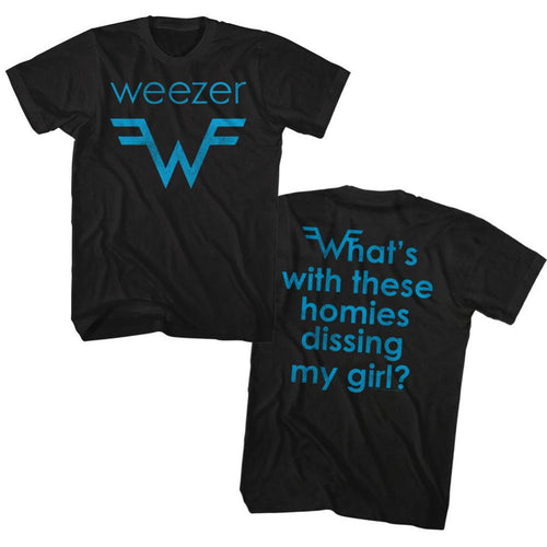 Weezer Special Order Blu Logo And Lyrics Adult Short-Sleeve T-Shirt