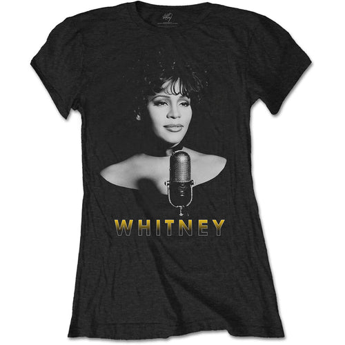 Whitney Houston Black & White Photo Ladies T-Shirt - Special Order