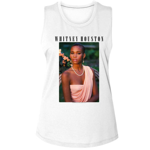 Whitney Houston Photo And Logo Ladies Muscle Tank T-Shirt
