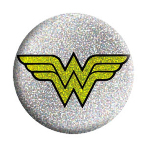 Wonder Woman Wing Logo On Glitter Button